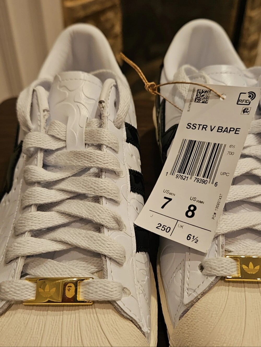 BAPE x adidas Superstar Vintage "White Black" Sneaker M7 W8 - Picture 3 of 8